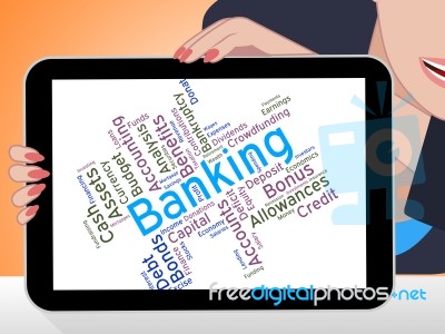 Banking Word Shows Commerce Banks And Text Stock Image