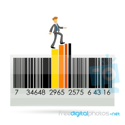 Bar Code With Graph And Businessman Stock Image