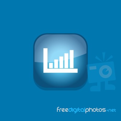 Bar Graph Button Icon Flat   Illustration  Stock Image