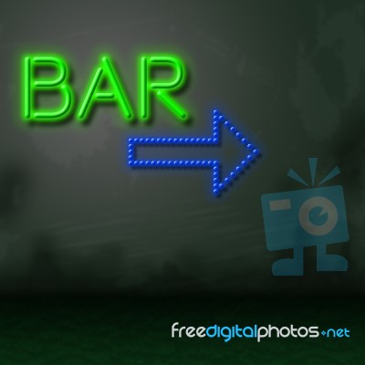 Bar Neon Represents Nightlife Glowing And Tavern Stock Image