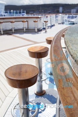 Bar On Sundeck Of Cruise Ship Stock Photo