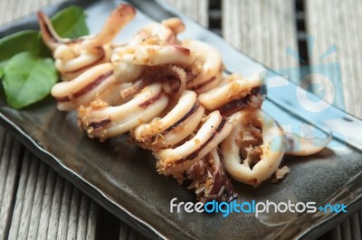 Barbecue Grilled Squid Stock Photo