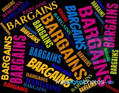 Bargains Word Represents Offers Promotion And Save Stock Image