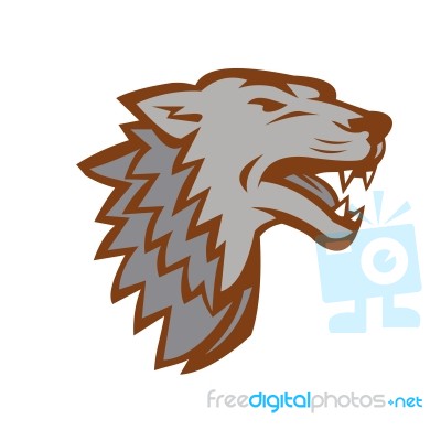 Barking Gray Wolf Icon Stock Image