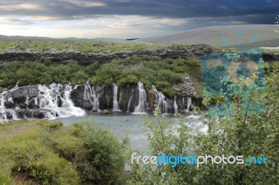 Barnafossar Iceland , August 2017 Stock Photo