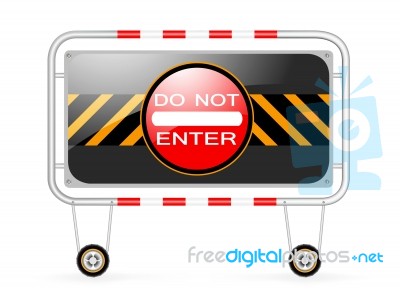 Barrier With Traffic Sign Stock Image