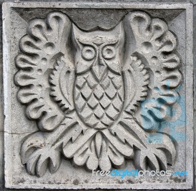 Bas-relief Of Fairytale Owl Stock Photo