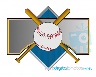 Baseball And Bat On Metal Crest Stock Image