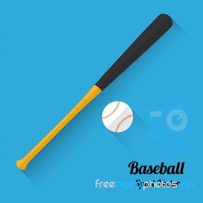 Baseball Bats And Ball Icon, Flat  Illustration Stock Image