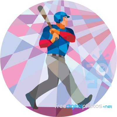 Baseball Batter Hitter Batting Low Polygon Stock Image