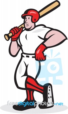 Baseball Hitter Bat Shoulder Cartoon Stock Image