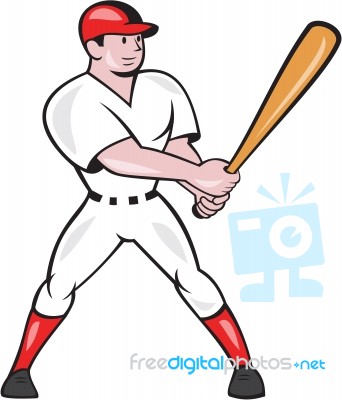 Baseball Hitter Batting Isolated Cartoon Stock Image