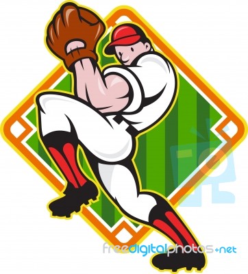 Baseball Pitcher Player Pitching Diamond Stock Image