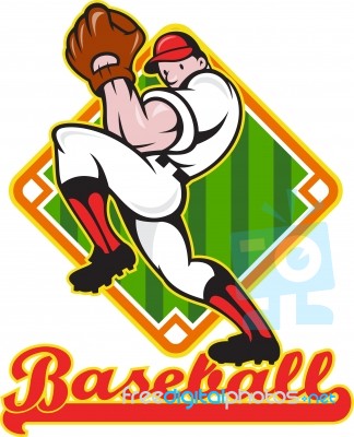 Baseball Pitcher Player Pitching Diamond Stock Image