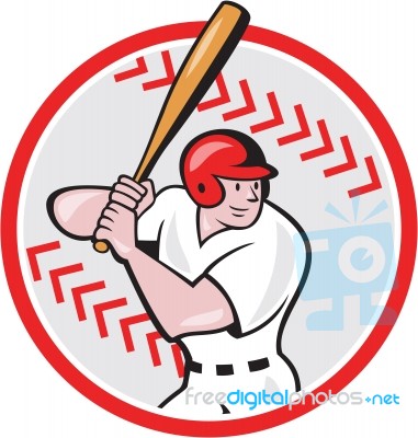 Baseball Player Batting Ball Cartoon Stock Image