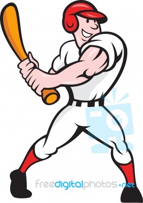 Baseball Player Batting Cartoon Stock Image