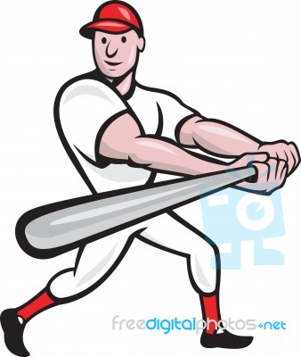 Baseball Player Batting Cartoon Stock Image