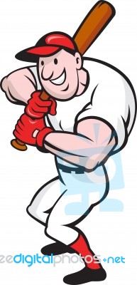 Baseball Player Batting Cartoon Stock Image