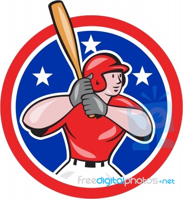 Baseball Player Batting Cartoon Stock Image