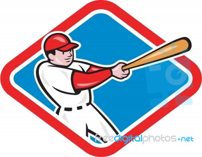 Baseball Player Batting Cartoon Stock Image