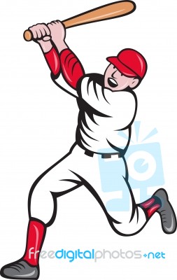 Baseball Player Batting Cartoon Style Stock Image