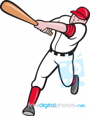 Baseball Player Batting Cartoon Style Stock Image