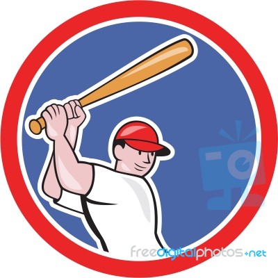 Baseball Player Batting Circle Cartoon Stock Image