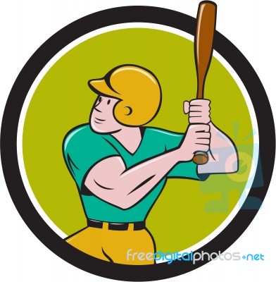 Baseball Player Batting Circle Cartoon Stock Image