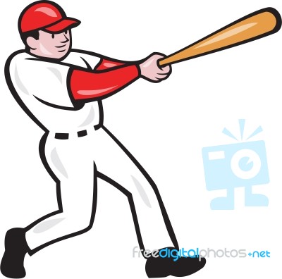 Baseball Player Batting Isolated Cartoon Stock Image