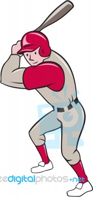 Baseball Player Batting Isolated Cartoon Stock Image