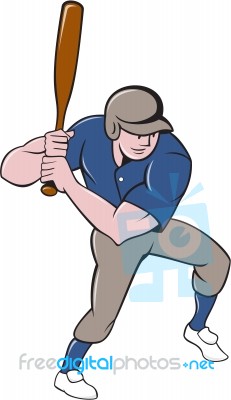 Baseball Player Batting Isolated Cartoon Stock Image