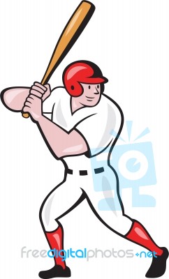 Baseball Player Batting Side Isolated Cartoon Stock Image