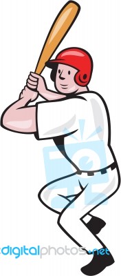 Baseball Player Batting Side Isolated Cartoon Stock Image