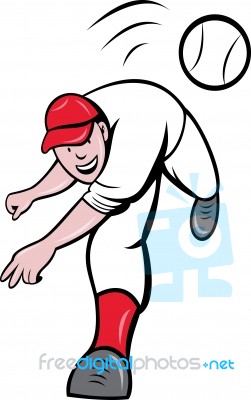 Baseball Player Pitcher Throwing Ball Stock Image