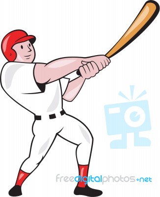 Baseball Player Swinging Bat Cartoon Stock Image