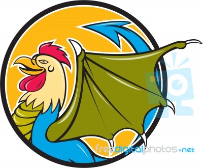 Basilisk Bat Wing Circle Cartoon Stock Image