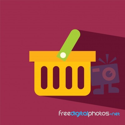 Basket Shopping Flat Icon   Illustration  Stock Image