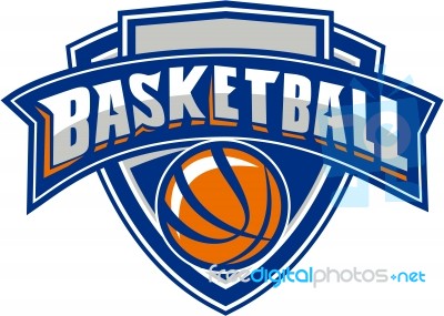 Basketball Ball Shield Text Retro Stock Image