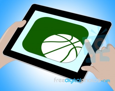 Basketball Online Represents Tablet Playing 3d Illustration Stock Image