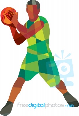 Basketball Player Ball In Action Low Polygon Stock Image