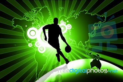 Basketball Player In Abstract Background  Stock Image