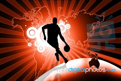 Basketball Player In Abstract Background Stock Image