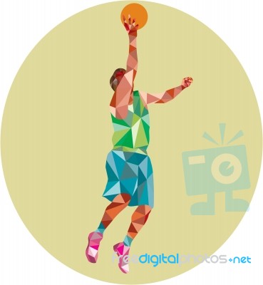 Basketball Player Lay Up Rebounding Ball Low Polygon Stock Image