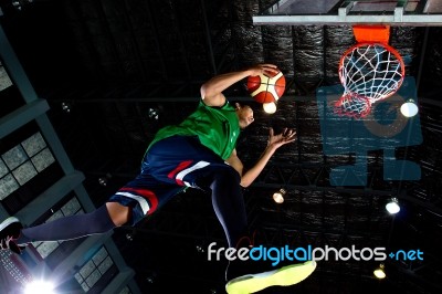 Basketball Player Stand Stock Photo