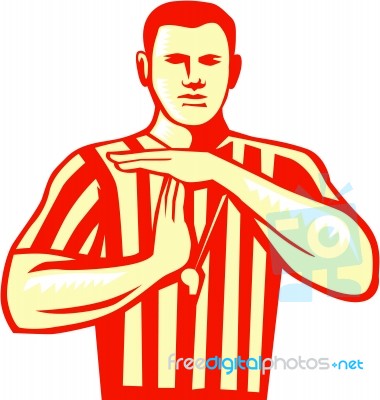 Basketball Referee Technical Foul Retro Stock Image