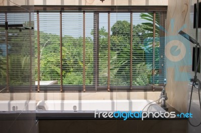 Bath Tub In The Bathroom Stock Photo