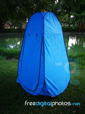 Bathroom Tents For Camper Wear Or Change Clothes Outdoor Stock Photo