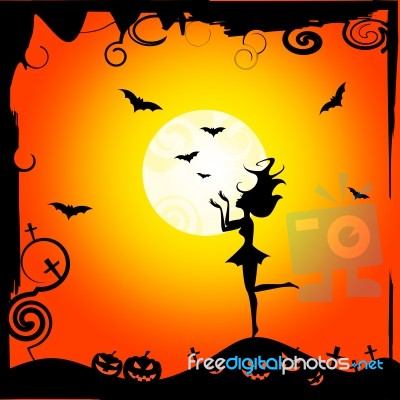 Bats Girl Represents Trick Or Treat And Autumn Stock Image