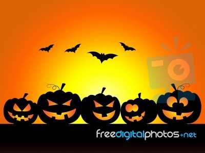 Bats Halloween Indicates Trick Or Treat And Celebration Stock Image