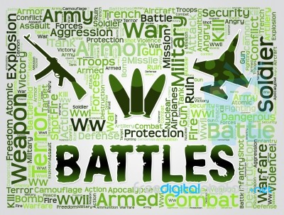 Battles Words Represents Military Action And Affray Stock Image